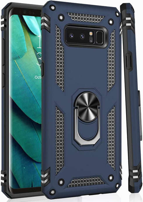 IKAZZ Galaxy Note 8 Case, Heavy Duty Shockproof Protective Phone Cover with Magnetic Kickstand, Blue, Pass 16ft Drop