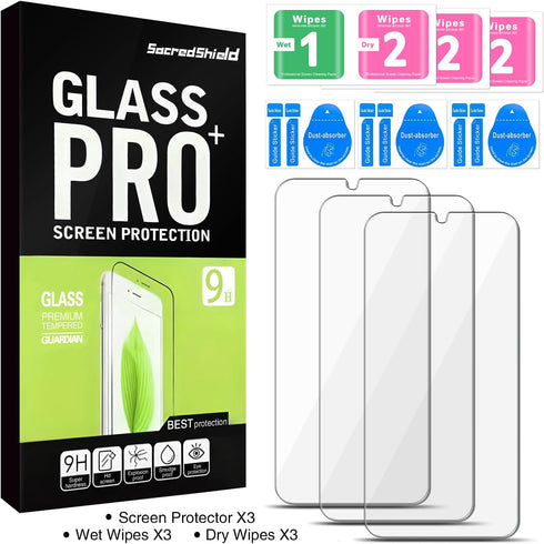 Samsung Galaxy A32 5G / M12 Tempered Glass Screen Protector 3-Pack, 9H Hardness, Bubble-Free, Easy Installation