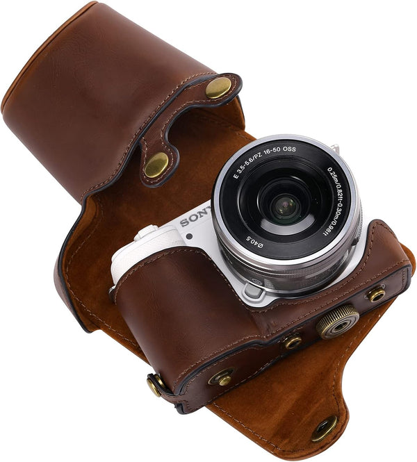 XEVN for Sony ZV-E10 Case, Premium PU Full Body Leather Camera Case Bag for Sony Alpha ZV-E10 with Shoulder Strap