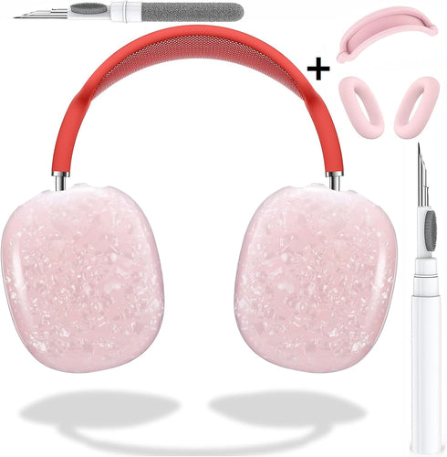 Cute Glitter AirPods Max Case with Cleaner Kit, Anti-Scratch Shell Pattern Cover for Ear Pads and Headband, Protective