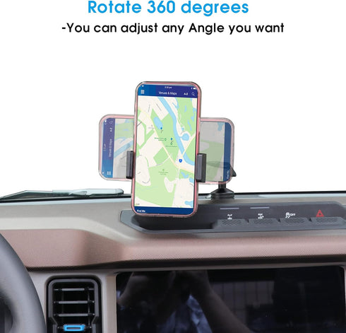 Dash Phone Mount Holder for Ford Bronco Accessories 2021-2024, 2 Door & 4 Door, Black
