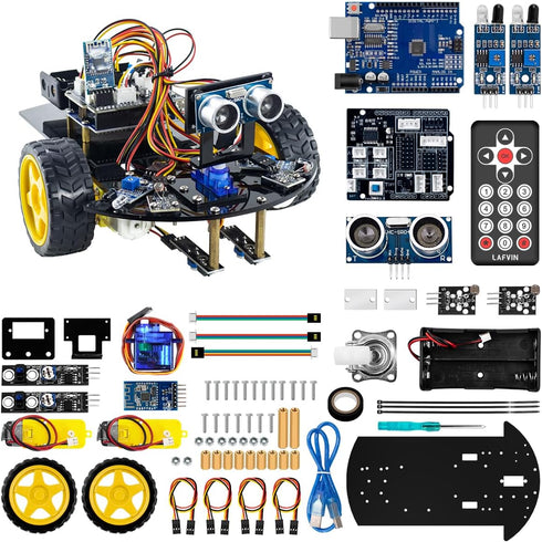 LAFVIN Smart Robot Car 2WD Chassis Kit V2 Ultrasonic Module,Line Tracking Module,IR Remote