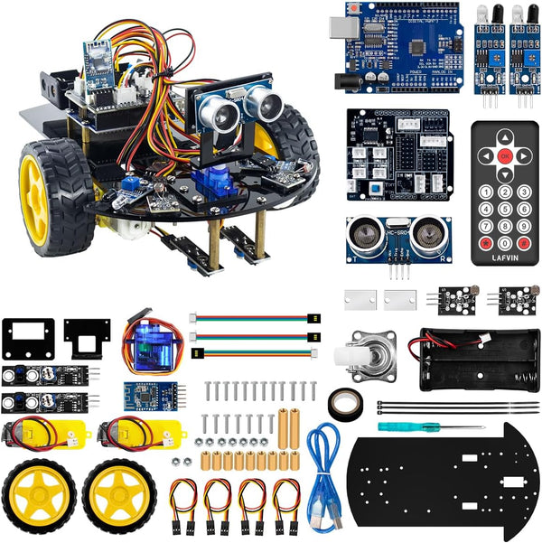 LAFVIN Smart Robot Car 2WD Chassis Kit V2 Ultrasonic Module,Line Tracking Module,IR Remote