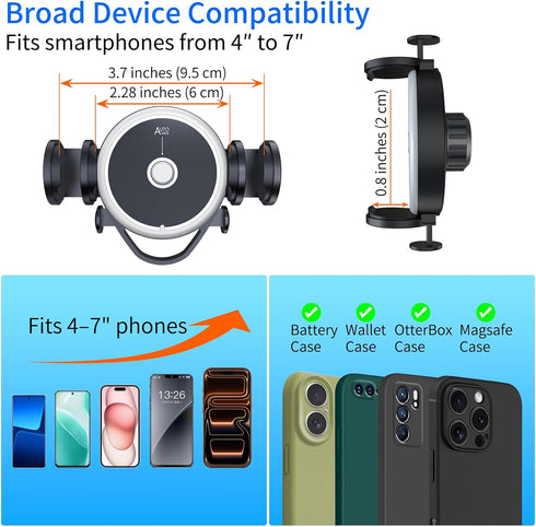 DRPHKTT 360 4-7 inches Universal Rotating Dashboard Phone Holder for Car - Spring Clip Car Phone Mount, No Adhesive No