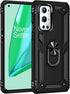 Military Grade Drop Impact Case for Oneplus 9 Pro, 360 Metal Rotating Ring Kickstand Holder, Heavy Duty (Black)