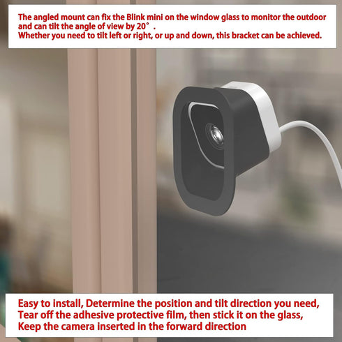 Pack of 2 Angled Window Mount for Blink Mini Camera, 20 Degrees Tilt (Black)