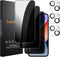 iPhone 14 Privacy Screen Protector 3+3 Pack, 9H Hardness Anti-Spy Tempered Glass & Camera Lens Protectors, Bubble-Free.