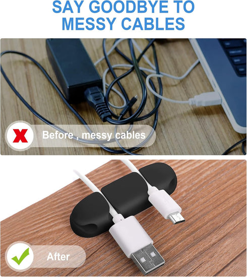 Cable Clips 3PCS Cord Wire Organizer, 4 Hole Silicone Cable Harness for Office and Home Desk.