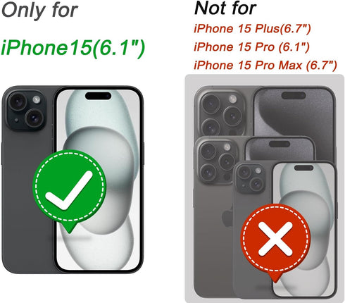 iPhone 15 Case with 2 Pack Screen Protector - Heavy Duty Shockproof Military Grade Drop Protective Full Body Rugged Dust-Proof Cover(Blackgreen)