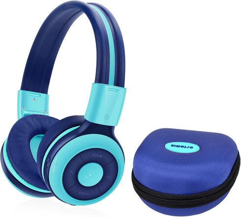 SIMOLIO Kids Bluetooth Headphones with Microphone, 75dB, 85dB, 94dB Volume Limit, Foldable Lightweight for Children