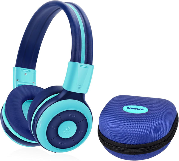 SIMOLIO Kids Bluetooth Headphones with Microphone, 75dB, 85dB, 94dB Volume Limit, Foldable Lightweight for Children