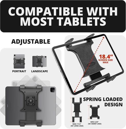 Tackform 20mm Commercial Universal Tablet Holder with Ball | Compatible with All iPad mini/Air/Pro, Galaxy Devices