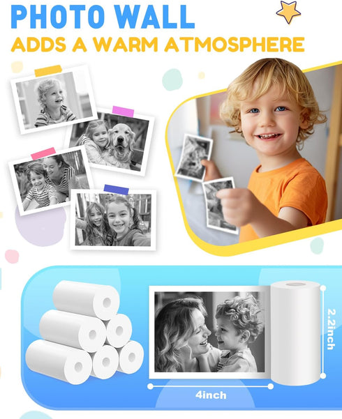 Kids Instant Camera Printing Paper, 10 Rolls Thermal Refill, BPA Free