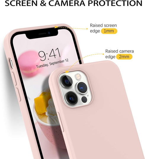 DUEDUE Liquid Silicone Soft Gel Rubber Case for iPhone 12 Pro Max 6.7", Full Protective with Microfiber Cloth Lining,