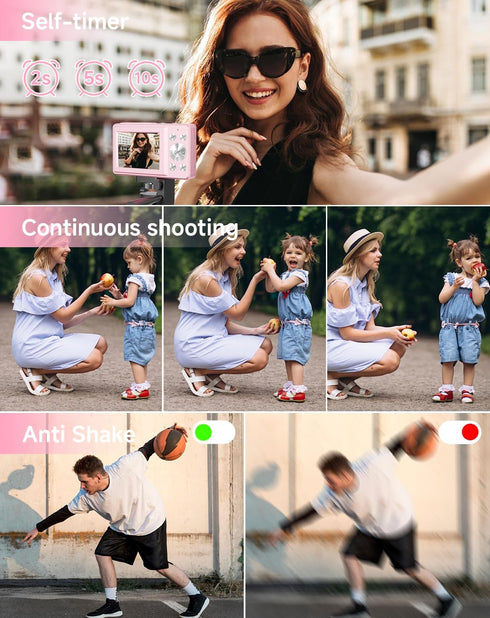 SMARTKLIK 1080P 44MP 16X 20 Digital Camera for Kids, FHD Point and Shoot Digital Camera with Face Detect, Smile