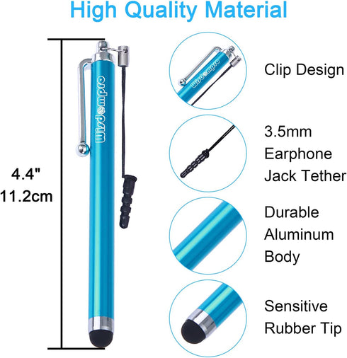 Wisdompro Stylus Pens for Touch Screens, 9 Pack of Universal Rubber Tip Stylus with Lanyard Tether for iPad, for Tablet, for iPhone, for Samsung and All Touchsreen Devices (9-Color)