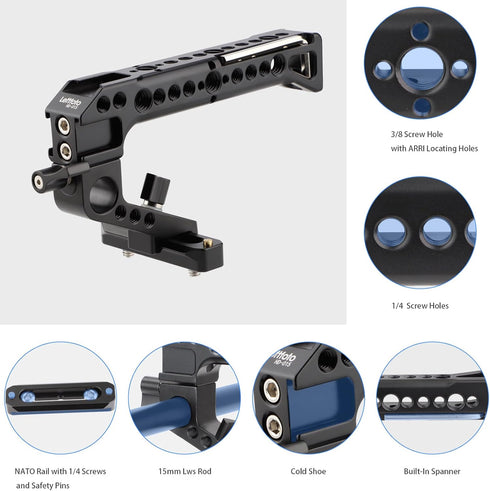 LEFTFOTO Camera Cage Top Handle, NATO Rail Standard with 7mm NATO Rail for DSLR Camera Cage