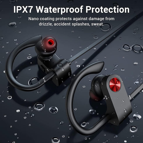 Shop Bluetooth 5.3 Waterproof Sports Earbuds, 16H Playtime, Noise Cancelling Mic, HiFi Bass for Gym & Running.