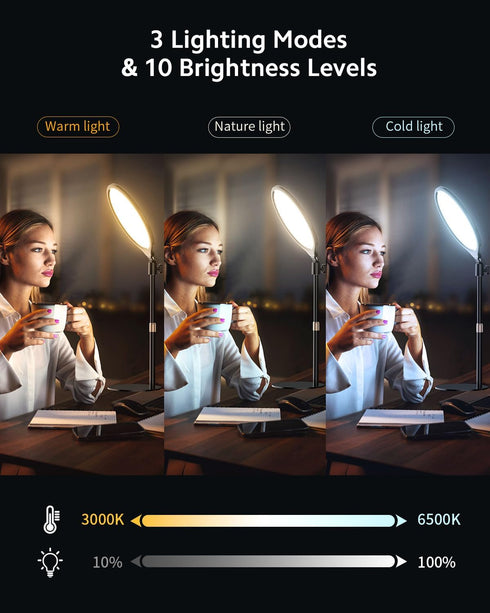 Ring Light with Stand for Zoom Meetings, 360° Rotate 10.5" Zoom Lighting for Video Calls and Live Streaming