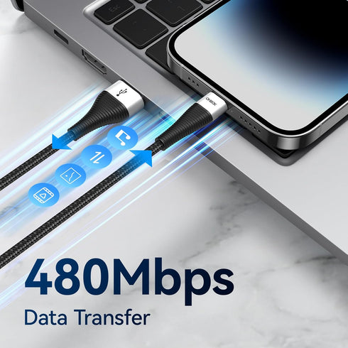 Extra Long iPhone Charger Cord 15FT, Apple MFi Certified USB A to Lightning Cable Braided Fast Charging Cord for iPhone