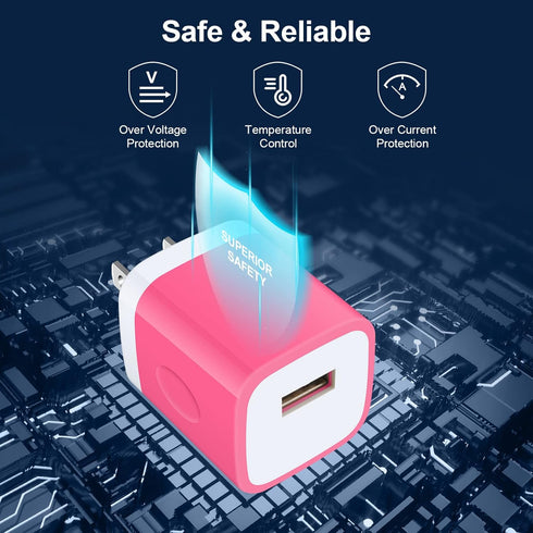 Charger Block, 3-Pack USB Wall Charger 1A/5V Plug for iPhone 15 14 13 12 11, LG Stylo, Google Pixel