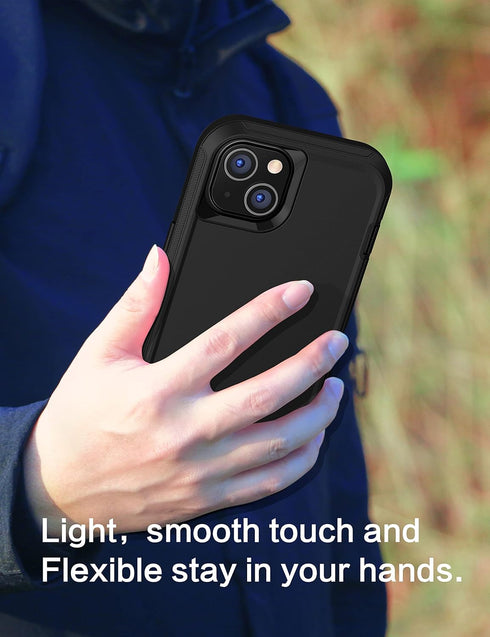 MXX 13, 3-Layer 13 6.1" Case for iPhone with Tempered Glass Screen Protector,Camera Lens Protector Full Heavy Duty Body