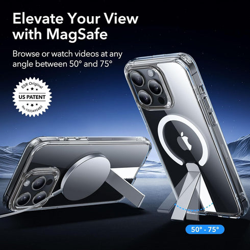 ESR Clear Case for iPhone 15 Pro Max, Compatible with MagSafe, Fully Adjustable Flickstand, Military-Grade Drop