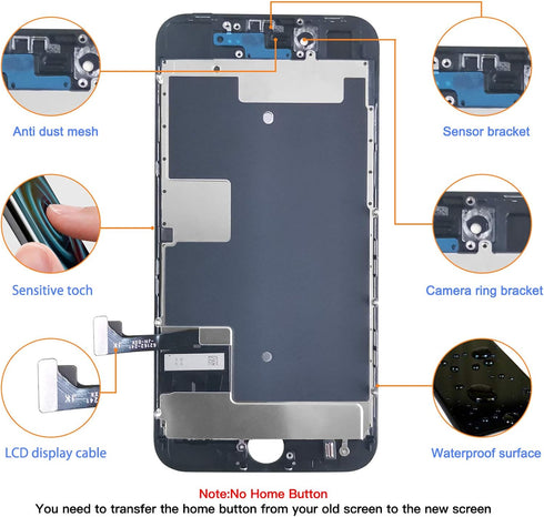 for iPhone 8/SE 2020 2nd Generation Screen Replacement, Black LCD Touch Screen Digitizer with Repair Tools