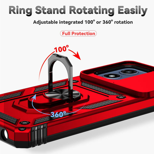SunStory Moto G Play 2024 Case, Red with HD Screen Protector & Slide Camera Cover & Kickstand
