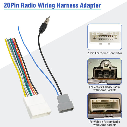 20Pin Wiring Harness for Nissan Radio Wire Antenna Adapter Kit Compatible with Altima Versa Sentra Frontier Xterra