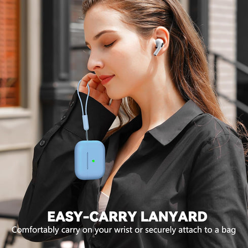 AirPods Pro 2nd Generation Case (2022/2023) with Cleaner Kit, Soft Silicone Protective Cover with Lanyard, Sky Blue