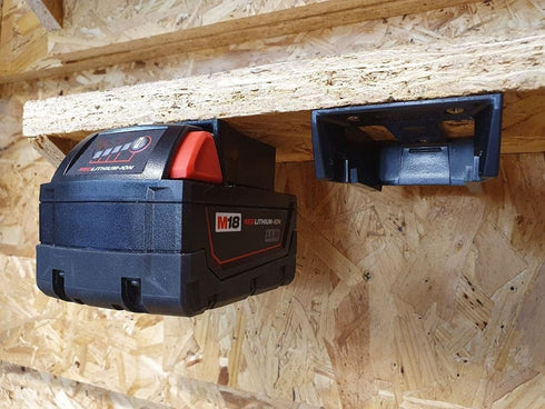 StealthMounts Battery Holder Compatible with Milwaukee M18 (6 Pack) - Black, Made in the UK