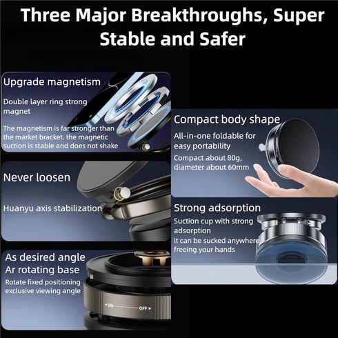Generic 361 Vacuum Magnetic Car Phone Holder Adjustable Foldable Portable Magnetic Phone Holder for Car