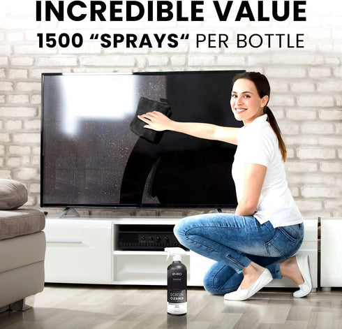 Screen Cleaner Spray (16oz x 2 Pack) - Large Bottle for TV, Computer, Laptop, Phone, iPad - Microfiber Cloth Included