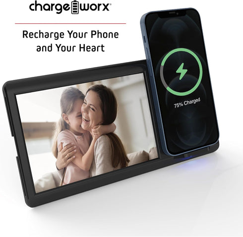 Smartpix Wireless Charging Station: 10W Charger, 4x6 Photo Frame, Desk Dock & Nightstand Accessory, Clutter-Free Design