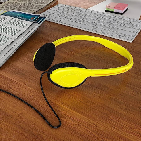 Maeline Bulk 10 Pack On-Ear Stereo Headphones for Kids - Adjustable Band, 3.5mm Plug, Ideal for School & Travel.