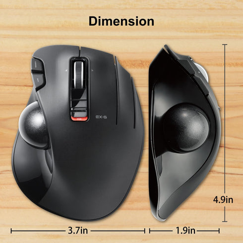 ELECOM EX-G Trackball Mouse, 2.4GHz USB Wireless, Ergonomic Design, 6 Programmable Buttons for Laptop PC