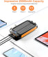 20000mAh Power Bank - Portable Solar Charger, External Battery Pack with Dual Built-in Super Bright Flashlight,