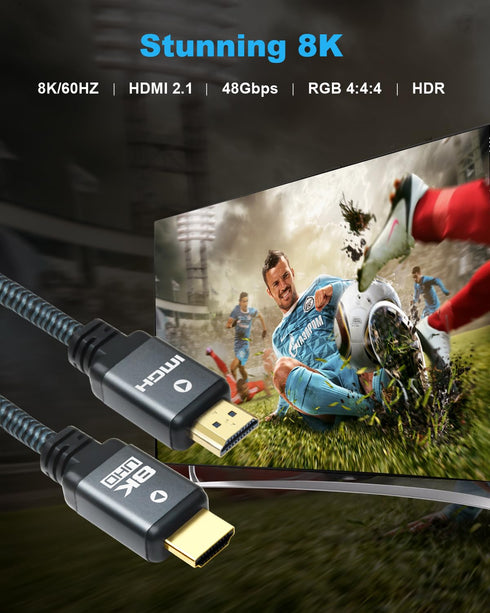 8K 6.6ft (3 Pack), 48Gbps 2.1 3 Pack, 8K 60Hz 4K 120Hz 144Hz 3D 2.2 Yauhody HDMI Cable High Speed HDMI Cable Durable