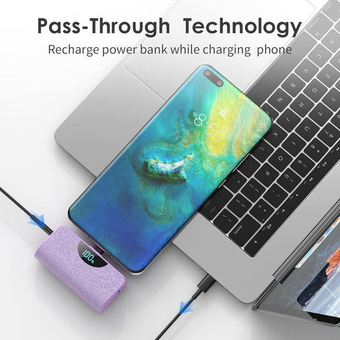 USB-C Portable Charger Power Bank 5200mAh, Ultra Compact LCD Display Backup Charger for iPhone 15, Samsung, Android