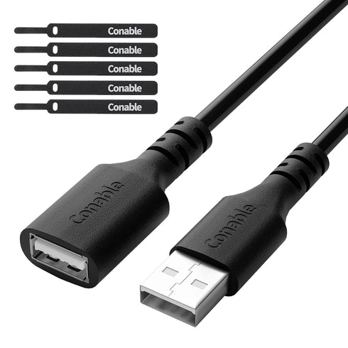 10 FT USB 2.0 Extension Cable 3 Pack - Type A Male to Female Adapter for Printer, Keyboard, Mouse, Hard Drive, Black