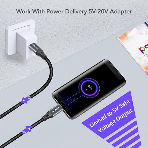 AGVEE 6ft USB-C OTG to Micro USB Cable (2 Pack) - Braided Charger for Samsung Galaxy, LG, PS4, Xbox, Android - Dark Gray