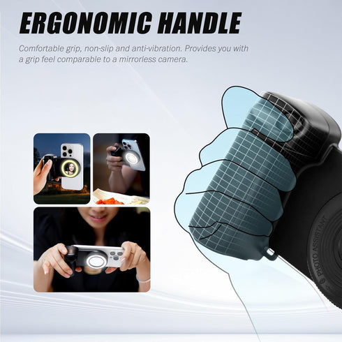 Zeanlant Magnetic Selfie Ring Light, Snap Grip with Detachable Bluetooth Remote Control for iPhone, Rechargeable LED