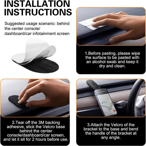 Cuymoap 360-degree Car Phone Holder, Strong Adsorption Anti-Fall Navigation Bracket with Hook and Loop Fastener