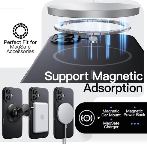 JETech 16 6.1-Inch Magnetic Slim Case for iPhone Compatible with MagSafe, Full Camera Lens Protection, Ultra-Thin