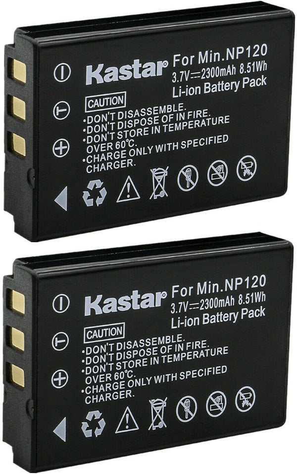 Kastar 2-Pack Rechargeable Battery Replacement for Minolta NP-120, Compatible with Minolta MN35Z 20MP 35X Bridge