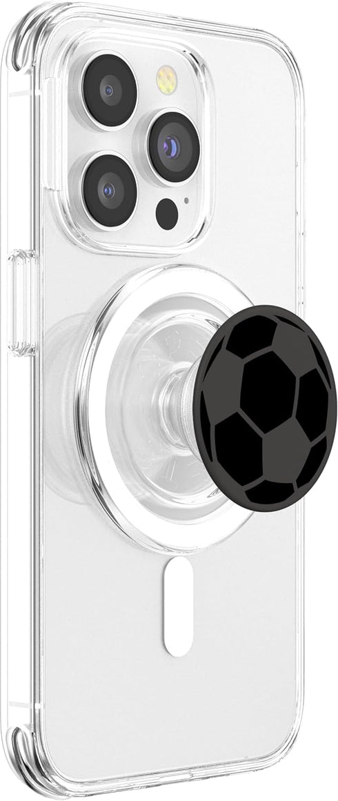 Gray Black Soccer Ball PopSockets PopGrip for MagSafe