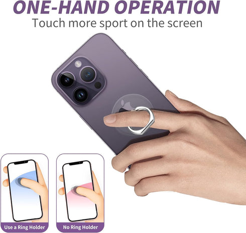 Cell Phone Ring Holder, 360° Rotation Transparent Finger Ring Kickstand, Clear Compatible with Most Phones, 2 Silver +
