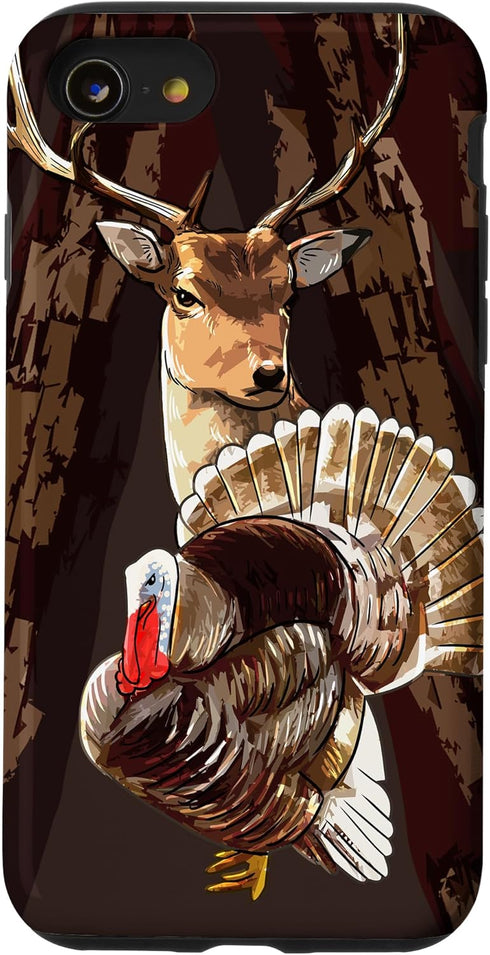 Deer & Turkey Hunting Gift Case for iPhone SE (2020), 7, 8 - Cool Wildlife Hunter Hobby Accessory