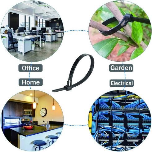 Superun Releasable Zip Ties - 8 Inch, 50 Lbs Tensile Strength, Pack of 100 Reusable Cable Ties in White